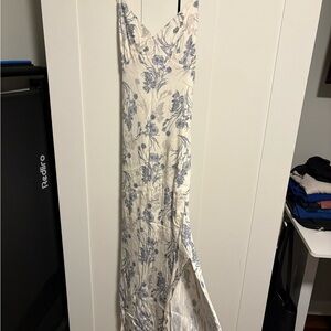 Floral Blue and White Maxi Dress